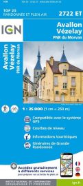 I.G.N - Carte au 1-25.000ème - Série bleue Top 25 - 2722ET - Avallon - Vézelay - PNR du Morvan