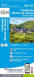 I.G.N - Carte au 1-25.000ème - Série bleue Top 25 - 2931ET - L'Abresle - Mont de Tarare - Col de la Luère