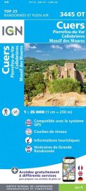 I.G.N - Carte au 1-25.000ème - Série bleue Top 25 - 3445OT - Cuers - Pierrefeu-du-Var - Collibrières - Massif des Maures