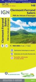 I.G.N - Carte au 1/100.000ème - TOP 100 - n°148 - Clermont-Ferrand - Salers - PNR des Volcans d'Auvergne