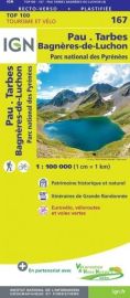 I.G.N - Carte au 1/100.000ème - TOP 100 - n°167 - Pau - Tarbes - Bagnères-de-Luchon - Parc National des Pyrénées