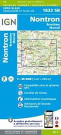 I.G.N - Carte au 1-25.000ème - Série bleue - 1833SB - Nontron - Brantôme - Mareuil