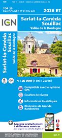 I.G.N - Carte au 1-25.000ème - TOP 25 - 2036 ET - Sarlat-la-Canéda, Souillac, Vallée de la Dordogne