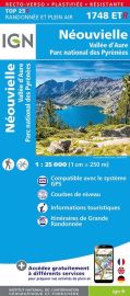 I.G.N - Carte au 1-25.000ème - TOP 25R - 1748 ETR - Néouvielle - Vallée d'Aure - Parc National des Pyrénées - Résistante