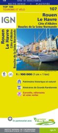 I.G.N Carte au 1-100.000ème - TOP 100 - n°107 - Rouen - Le Havre (Côte d'Albâtre, boucles de la Seine Normande)