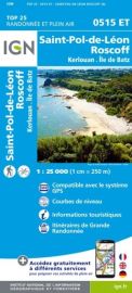 I.G.N Carte au 1-25.000ème - TOP 25 - 0515 ET - Saint Pol de Léon - Roscoff - Kerlouan - île de Batz