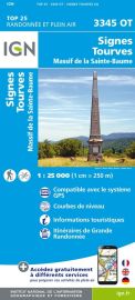 I.G.N Carte au 1-25.000ème - TOP 25 - 3345 OT - Signes - Tourves - Massif de la Sainte-Baume