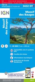 I.G.N - Carte au 1-25.000ème - TOP 25 - 3432OTR - Massif des Bauges (Résistante)