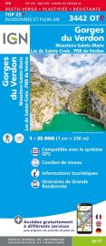 I.G.N - Carte au 1-25.000ème - TOP 25R - 3442 OTR -Gorges du Verdon - Moustiers - Lac de Sainte-Croix - PNR du Verdon - Résistante