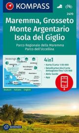Kompass - Carte de randonnées - n°2470 - Maremma, Grosseto, Monte Argentario, Isola del Giglio