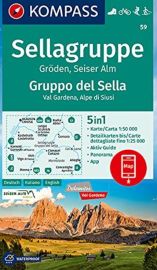 Kompass - Carte de Randonnées n°59 - Sellagruppe, Gruppo del Sella (Val Gardena, Alpe di Siusi)
