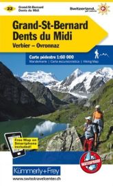 Kummerly Frey - Carte de Randonnée Suisse n°22 - Grand Saint Bernard - Dents du Midi - Verbier - Ovronnaz