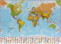 Maps International - Carte murale du Monde politique (en français) - Plastifiée - Sans Barres - Au 1/30mio 