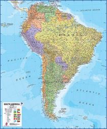 Maps international - Carte murale plastifiée - Amérique du Sud politique (en anglais)