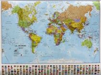 Maps international - Carte murale plastifiée - Le Monde (En Français) au 1/60mio sans listeaux métalliques