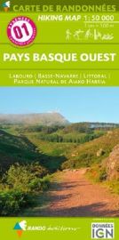 Rando éditions - Carte de randonnées au 1-50.000ème - n°1 - Pays Basque Ouest 