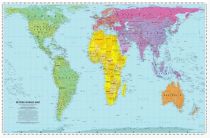Schofield & Sims Ltd - Carte du Monde selon la projection Peters - En anglais (carte à plat, plastifiée)
