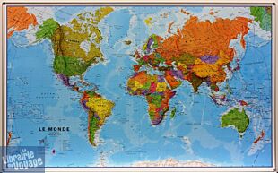 Carte du monde (état politique 2021) en français de 140 x 100 cm